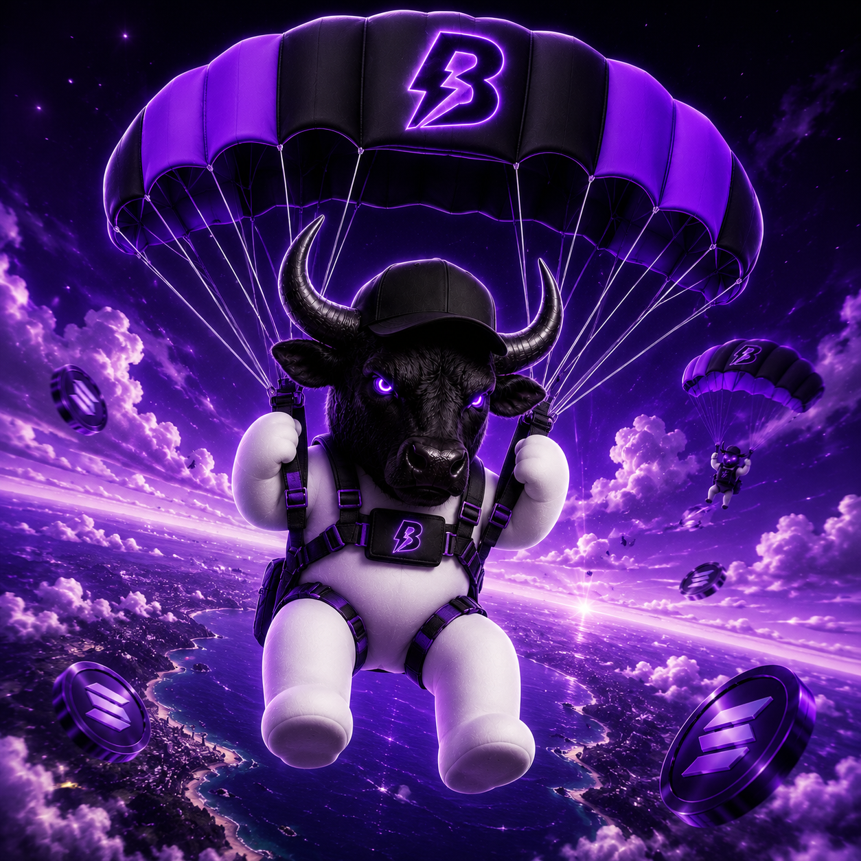 Bullet the parachuting bull